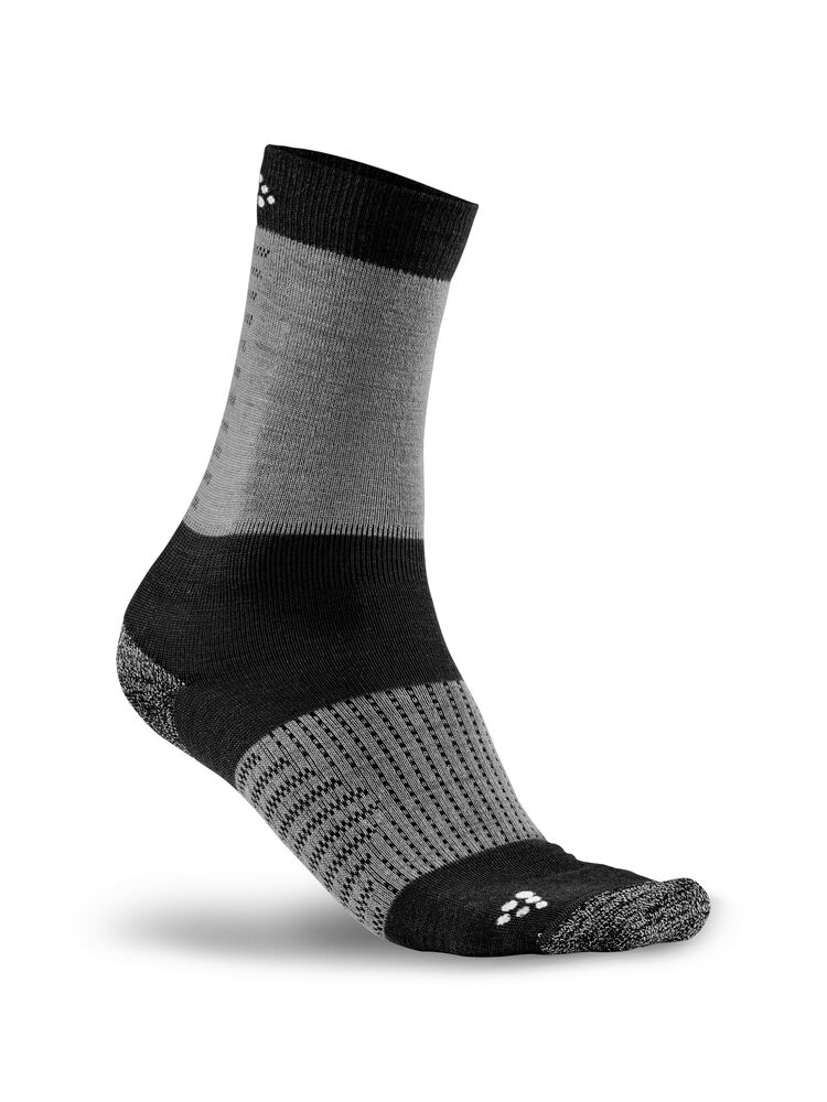 Wool XC Training Sock - Black-Dk Grey Melange