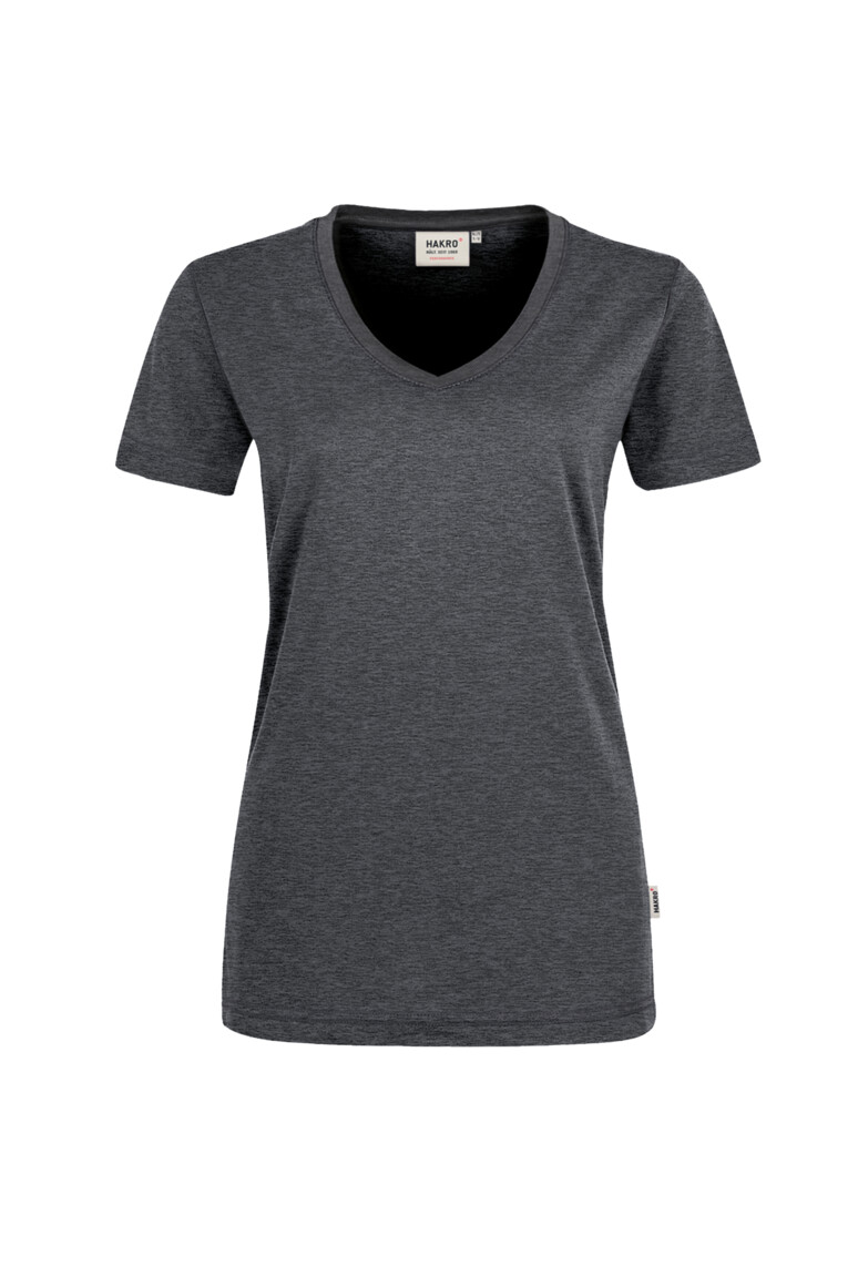 HAKRO Damen V-Shirt MIKRALINAR® 181 anthrazit meliert, XS