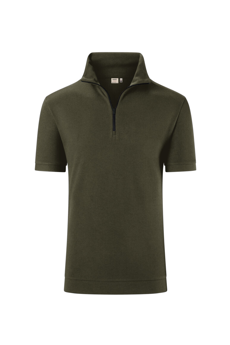 HAKRO Zip-Shirt Piqué MIKRALINAR® ECO 534 olive, 2XS