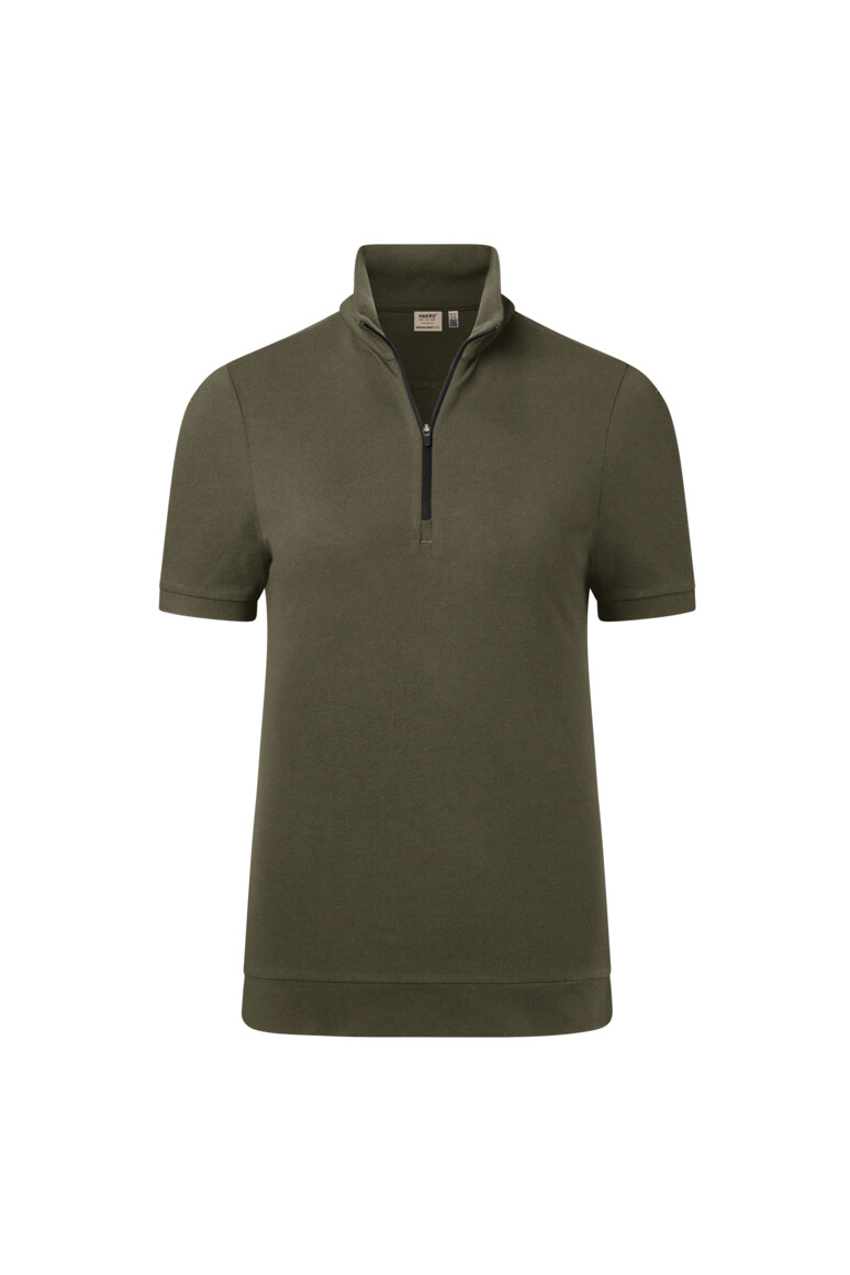 HAKRO Damen Zip-Shirt Piqué MIKRALINAR® ECO 334 olive, 2XS