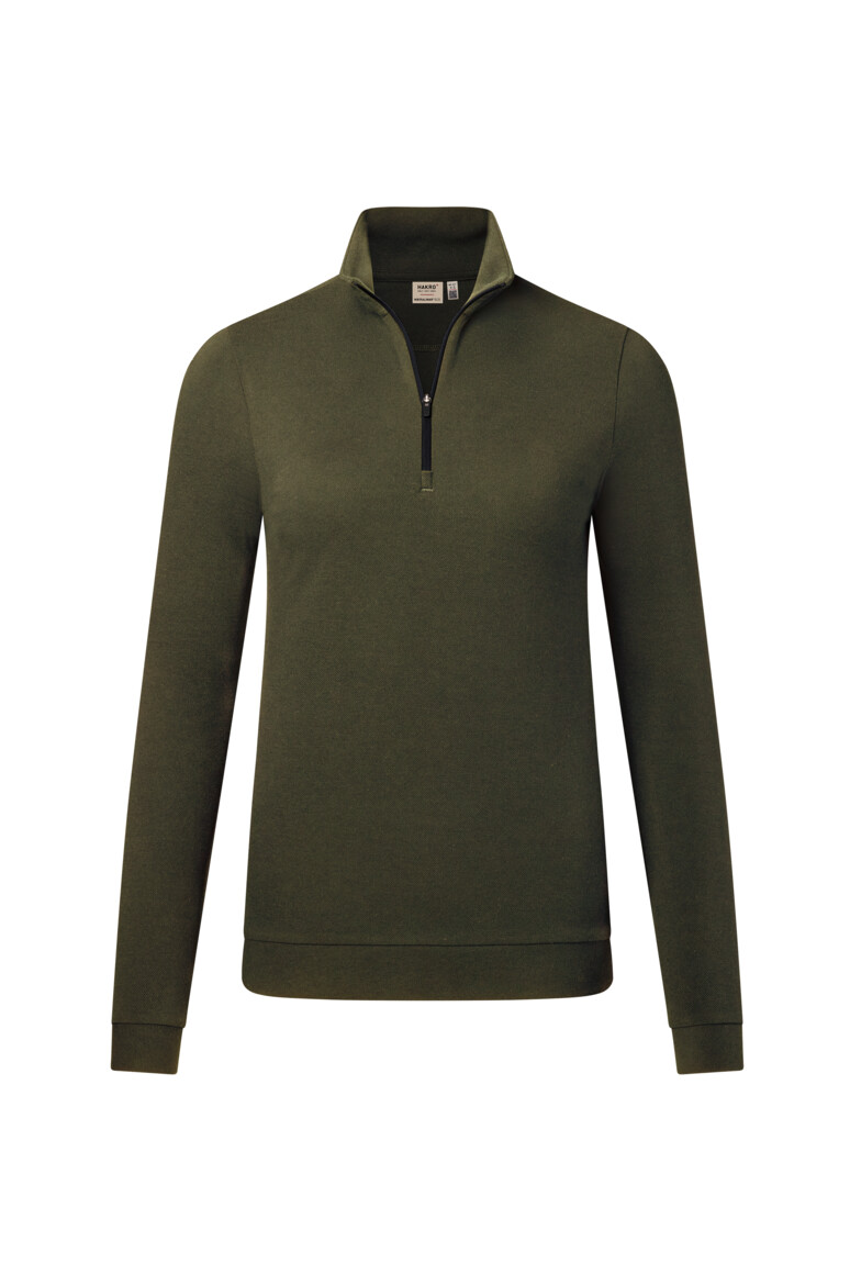 HAKRO Damen Zip-Longsleeve Piqué MIKRALINAR® ECO 335 olive, 2XS