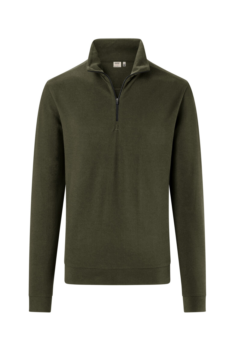 HAKRO Zip-Longsleeve Piqué MIKRALINAR® ECO 535 olive, 2XS