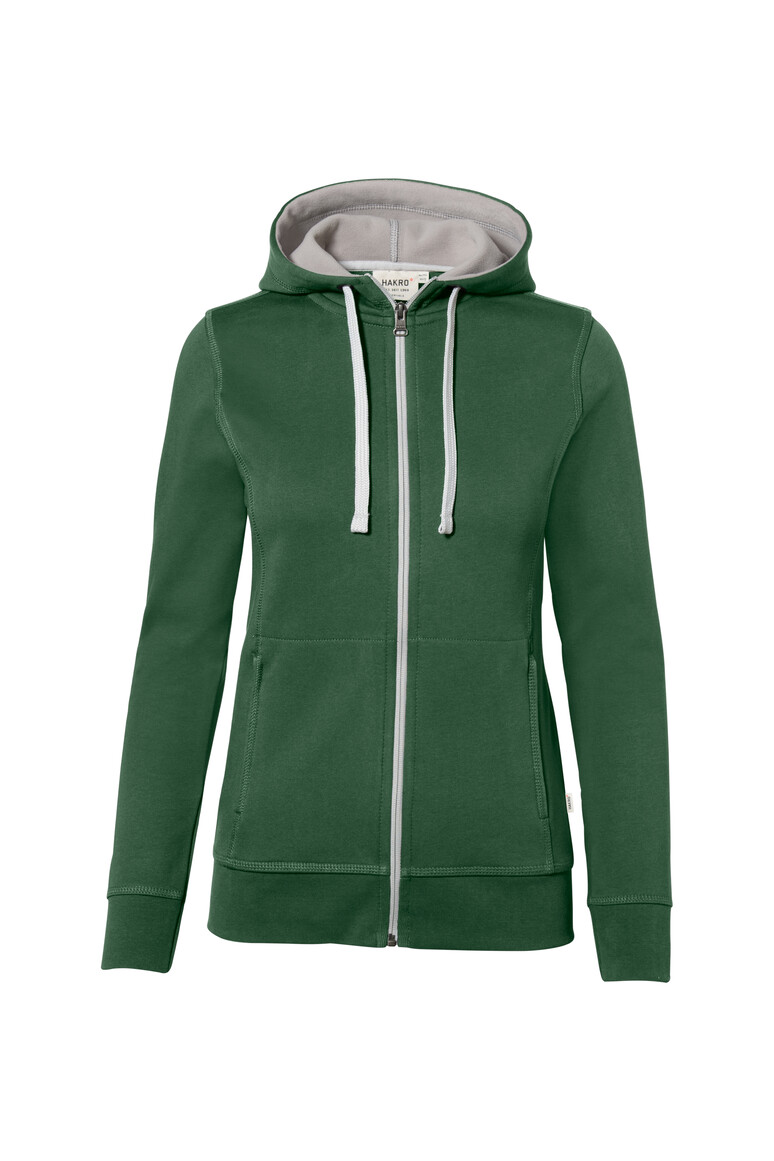 HAKRO Damen Kapuzenjacke Bonded ECO 255 tanne/silber, XS