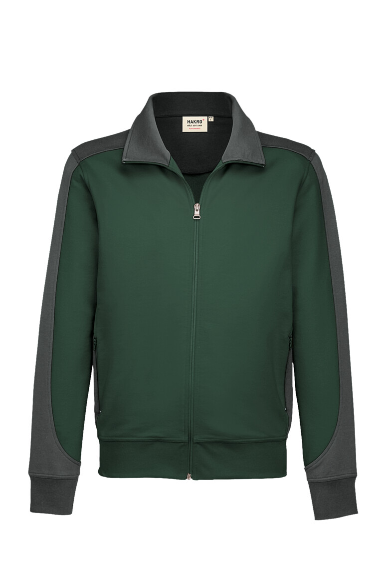 HAKRO Sweatjacke Contrast MIKRALINAR® 477 tanne/anthrazit, XS